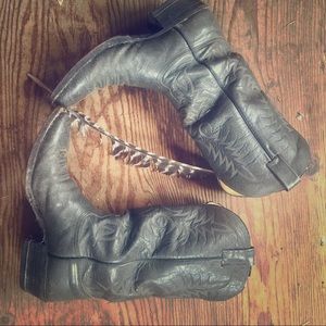 🌀vintage gray leather nocona cowboy boot